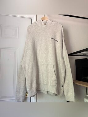 AWAKE NEW YORK Heather grey cream cotton fleece logo‎ oversized hoodie sweater